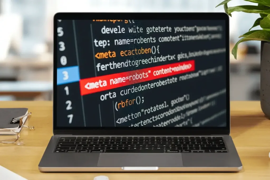 meta etiqueta noindex en el codigo HTML de una web